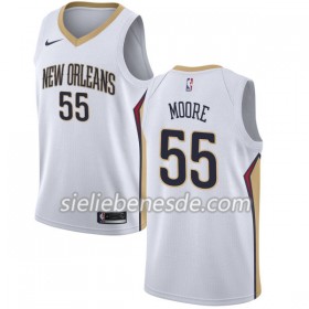 Herren NBA New Orleans Pelicans Trikot ETwaun Moore 55 Nike 2017-18 Weiß Swingman